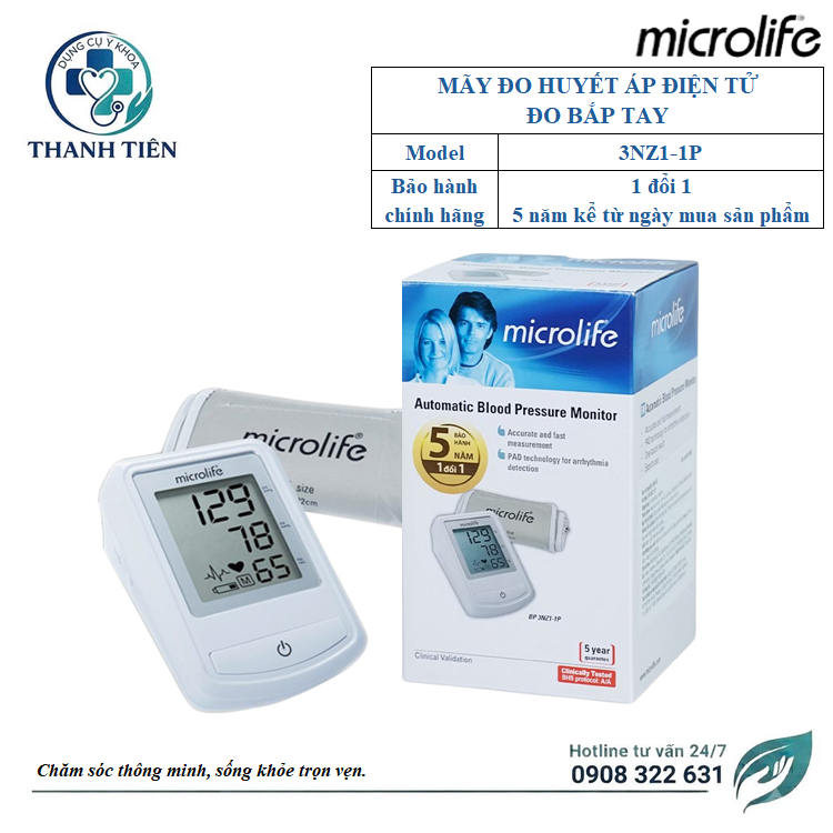 Máy Đo Huyết Áp Điện Tử Bắp Tay Microlife 3NZ1-1P - Máy Đo Huyết Áp Gia Đình Đơn Giản - Máy Đo Huyết Áp Tại Nhà Nhanh