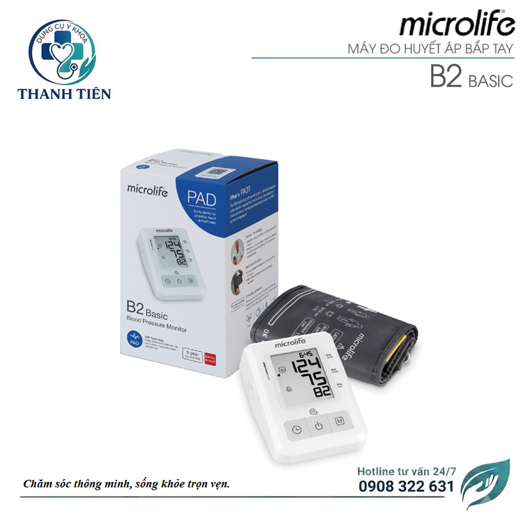 Máy Đo Huyết Áp Bắp Tay Microlife B2 Basic - Máy Đo Huyết Áp Gia Đình Có Lưu Nhớ - Máy Theo Dõi Huyết Áp Tại Nhà Nhanh