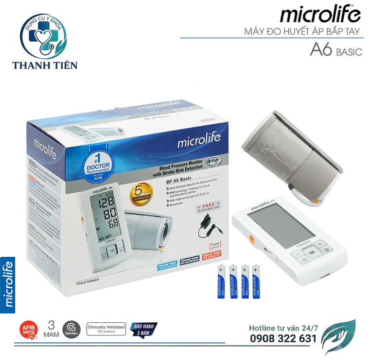 Máy Đo Huyết Áp Điện Tử Bắp Tay Microlife BP A6 Basic - Máy Đo Huyết Áp Gia Đình Đơn Giản - Máy Đo Huyết Áp Tại Nhà Nhanh - Đo Huyết Áp Cảnh Báo Đột Quỵ