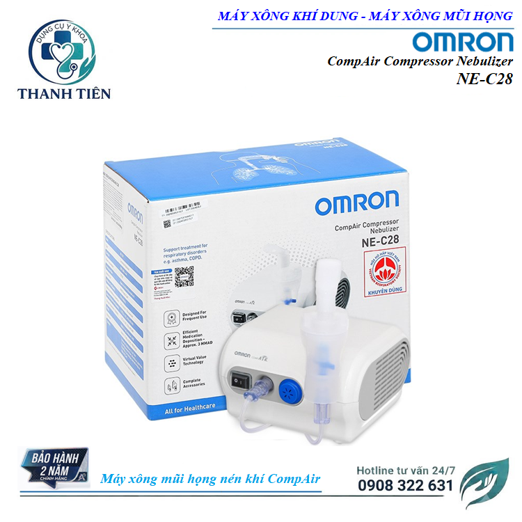 Máy Xông Khí Dung Mũi Họng Omron NE-C28 - Máy Xông Mũi Họng Cao Cấp Chính Hãng - Máy Xông Mũi Họng OMRON Cho Trẻ Em - Người Lớn