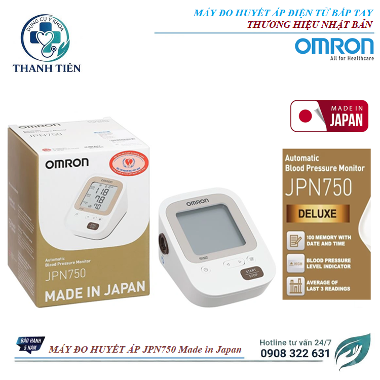Máy Đo Huyết Áp Omron JPN750 - Máy Đo Huyết Áp Sản Xuất Nhật Bản - Máy Đo Huyết Áp Gia Đình Đơn Giản - Máy Đo Huyết Áp Tại Nhà Nhanh