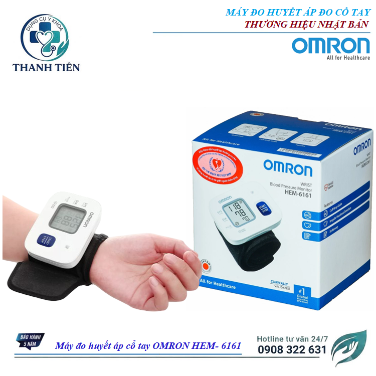 Máy Đo Huyết Áp Cổ Tay Omron HEM-6161 -  Máy Đo Huyết Áp Gia Đình Nhỏ Gọn - Máy Đo Huyết Áp Dễ Đem Theo Du LỊch