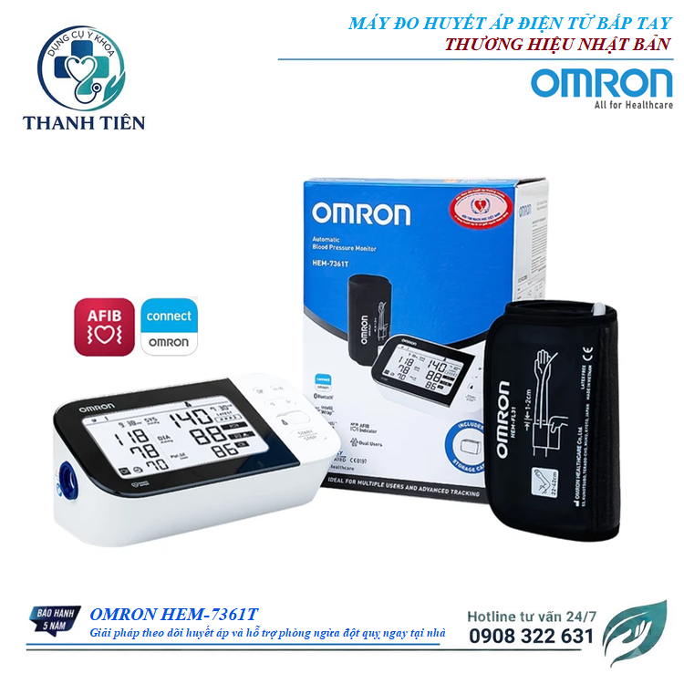 Máy Đo Huyết Áp Omron HEM-7361T Afib Có Chức Năng Cảnh Báo Đột Quỵ - Huyết Áp Thương Hiệu Nhật Bản Đa Chức Năng Sử Dụng Gia Đình