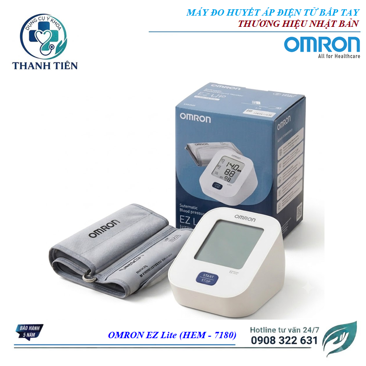 Máy Đo Huyết Áp Omron EZ Lite (HEM - 7180) Thương Hiệu Nhật Bản - Máy Đo Huyết Áp Gia Đình Đơn Giản - Máy Đo Huyết Áp Tại Nhà Nhanh
