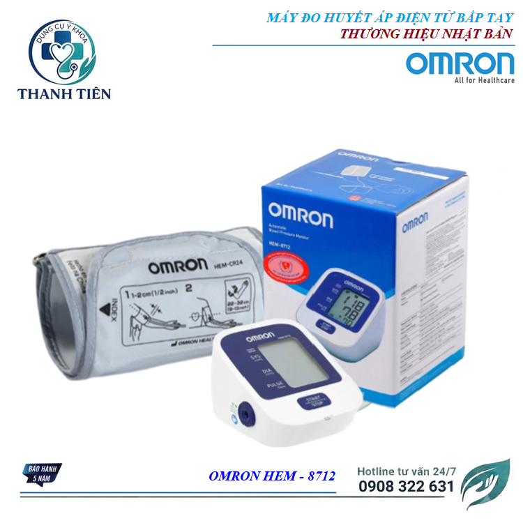 Máy Đo Huyết Áp Omron HEM-8712 - Máy Đo Huyết Áp Đơn Giản Sử Dụng Cho Gia Đình - Máy Đo Huyết Áp Tại Nhà Nhanh