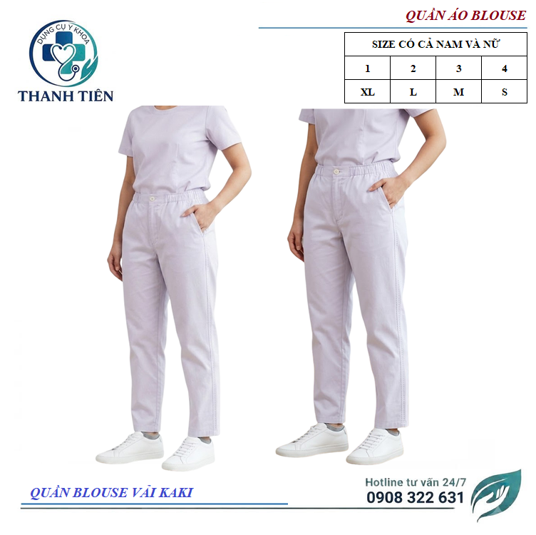 Quần Blouse Đồng Phục Y Tế Bác Sĩ, Y Tá, Kĩ Thuật Viên Y Tế - Quần Trắng Vải Kaki