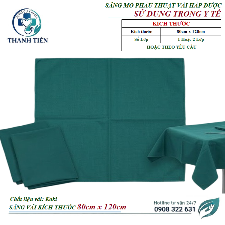 Săng Mổ Vải 120cm x 80cm Hấp Nhiệt Được Sử Dụng Trong Phẩu Thuật Dùng Trong Y Tế - Săng Vải Có Lỗ Hoặc Không Lỗ Kích Thước Theo Yêu Cầu