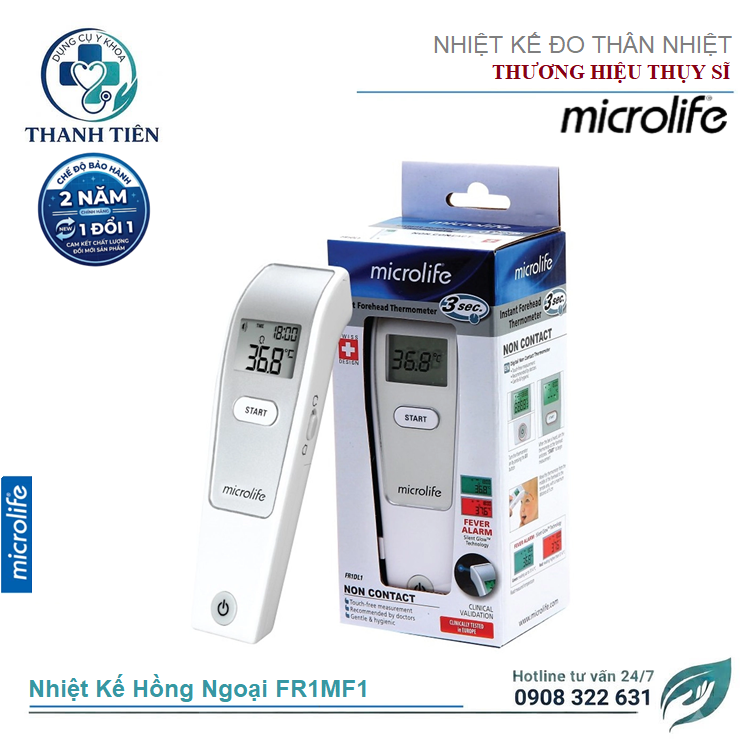 Nhiệt Kế Hồng Ngoại Đo Trán Microlife FR1MF1 - Nhiệt Kế Thích Hợp Cho Trẻ Em - Nhiệt Kế Đo Không Chạm Da Bé 