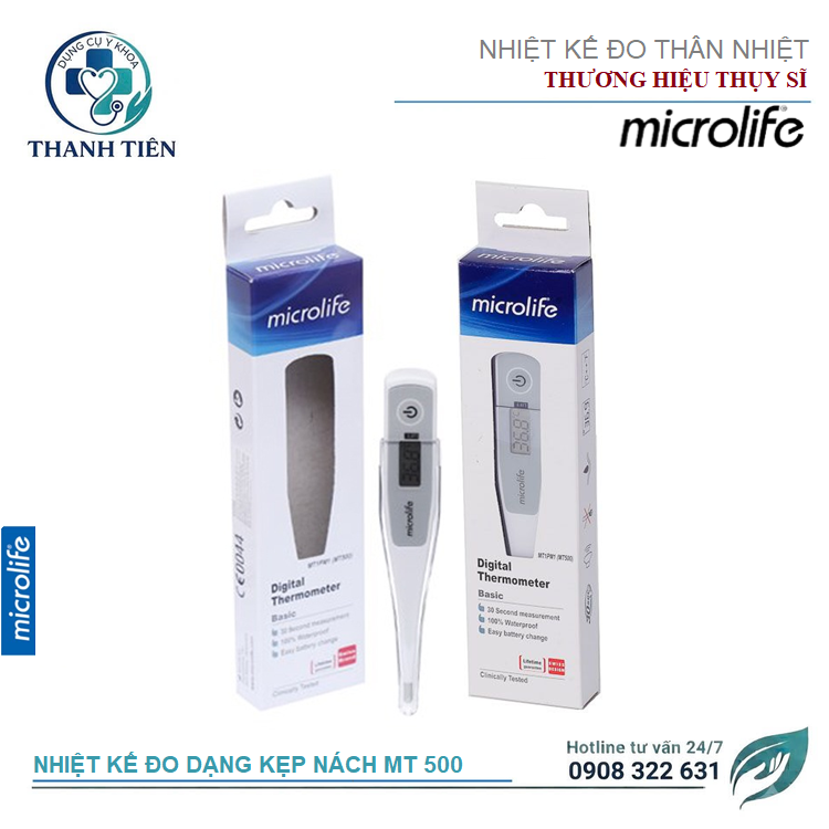 Nhiệt Kế Điện Tử Dạng Bút Microlife MT500 - Nhiệt Kế Đo Thân Nhiệt Dang Kẹp Nách, Miệng Đo Nhanh 30 giây 